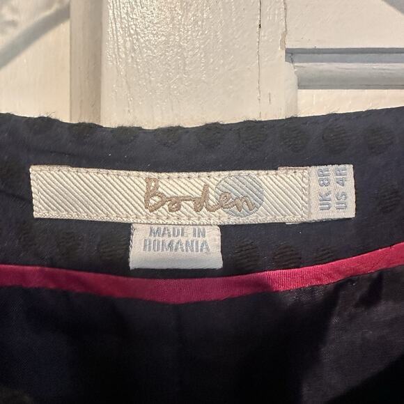 Boden Size 4 Pencil Dress Belted Midi Swiss Dots Navy Blue Classic Preppy - Picture 4 of 16